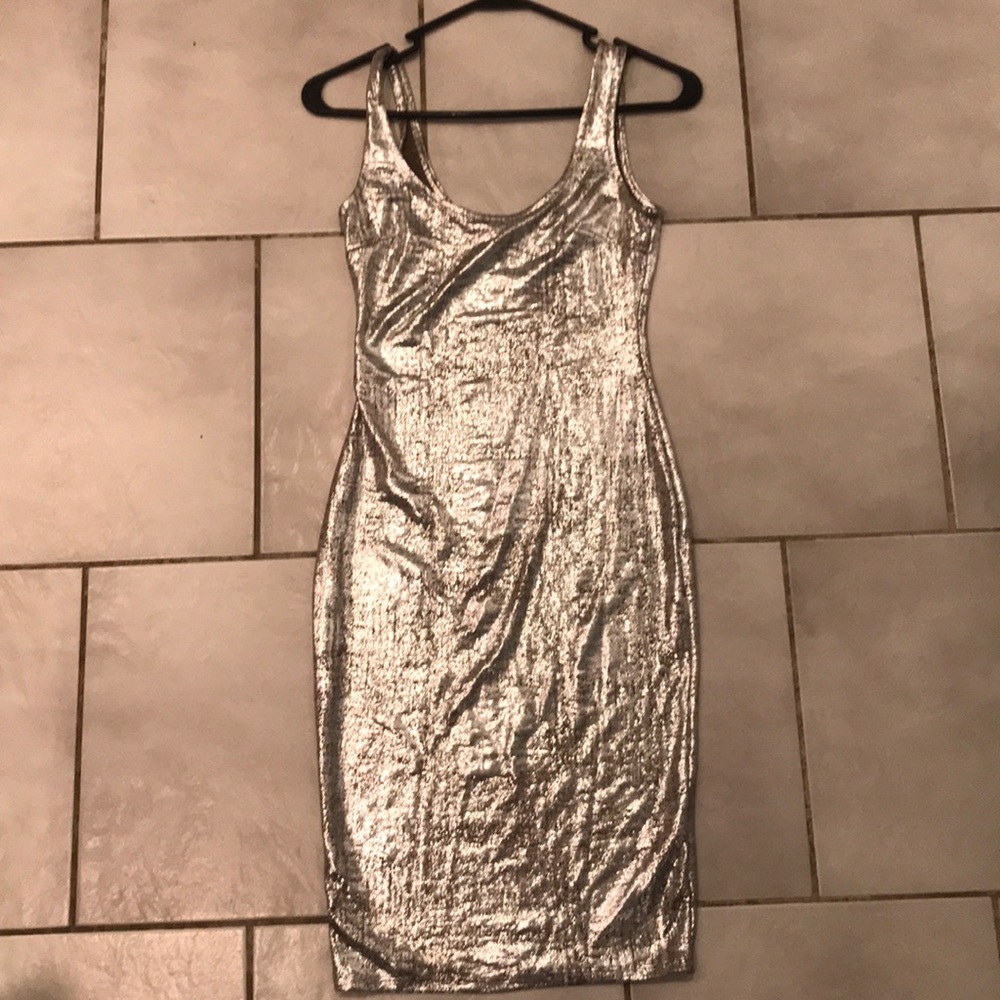 Metallic knee length bodycon